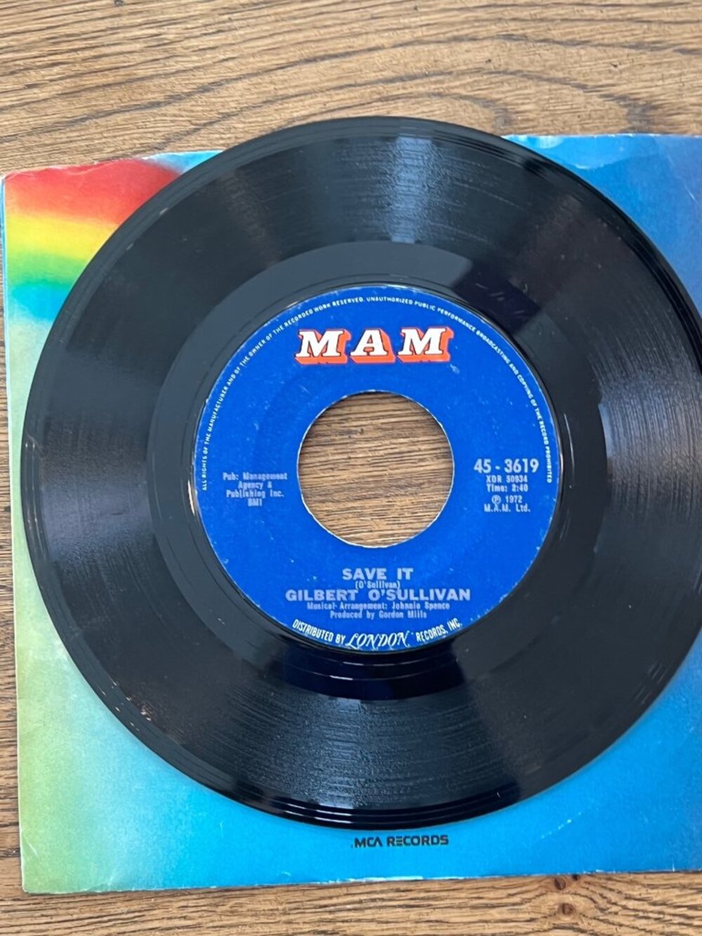 Gilbert OSullivan Alone Again (Naturally) / Save It MAM 45-3619 7" 45 RPM 1972